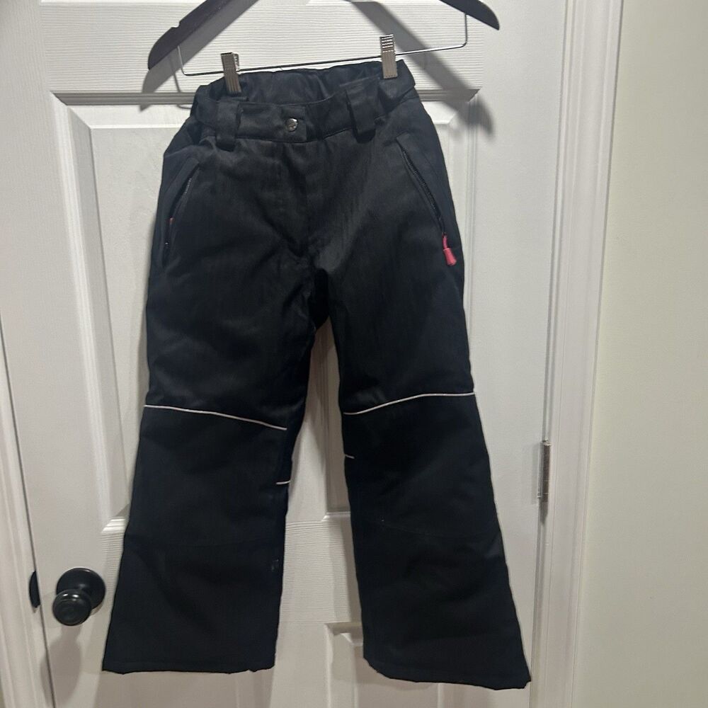 XMTN Girls Insulated Snow Ski Pants Black Pink Trim Youth Size S 7/8 Winter